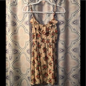 Cream Flower Ruffle Day Dress